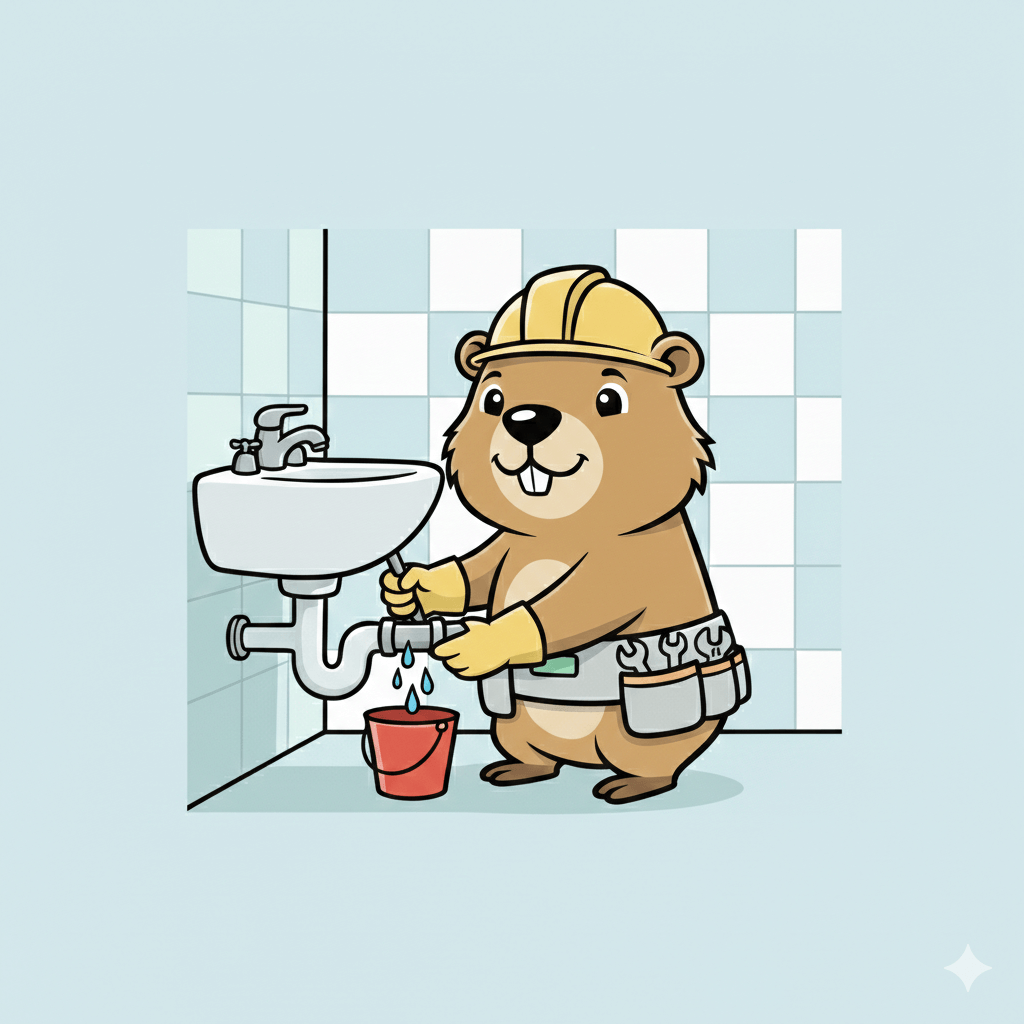 plumber fixing leaking pipe under sink